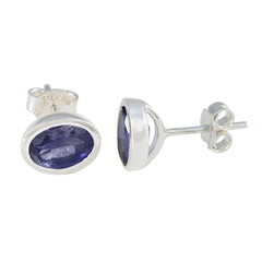 orecchino artistico in argento sterling riyo per signora iolite orecchino con castone orecchino blu orecchino a perno
