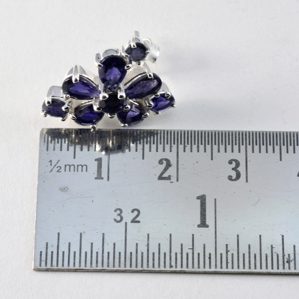 Riyo Gorgeous 925 Sterling Silver Earring For Lady Iolite Earring Bezel Setting Blue Earring Stud Earring