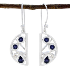 Riyo Esthetische 925 Sterling Zilveren Oorbel Voor Vrouwelijke Ioliet Oorbel Bezel Instelling Blauwe Oorbel Dangle Earring