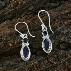 Riyo Aantrekkelijke 925 Sterling Zilveren Oorbel Voor Dame Iolite Oorbel Bezel Setting Blue Earring Dangle Earring