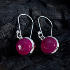 Riyo Elegant 925 Sterling Silver Earring For Women Indian Ruby Earring Bezel Setting Red Earring Dangle Earring