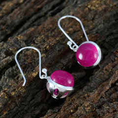 Riyo Elegant 925 Sterling Silver Earring For Women Indian Ruby Earring Bezel Setting Red Earring Dangle Earring