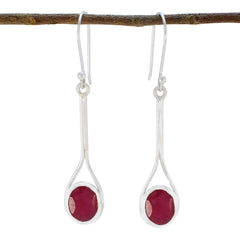Riyo Fit Sterling Silver Earring For Femme Indian Ruby Earring Bezel Setting Red Earring Dangle Earring