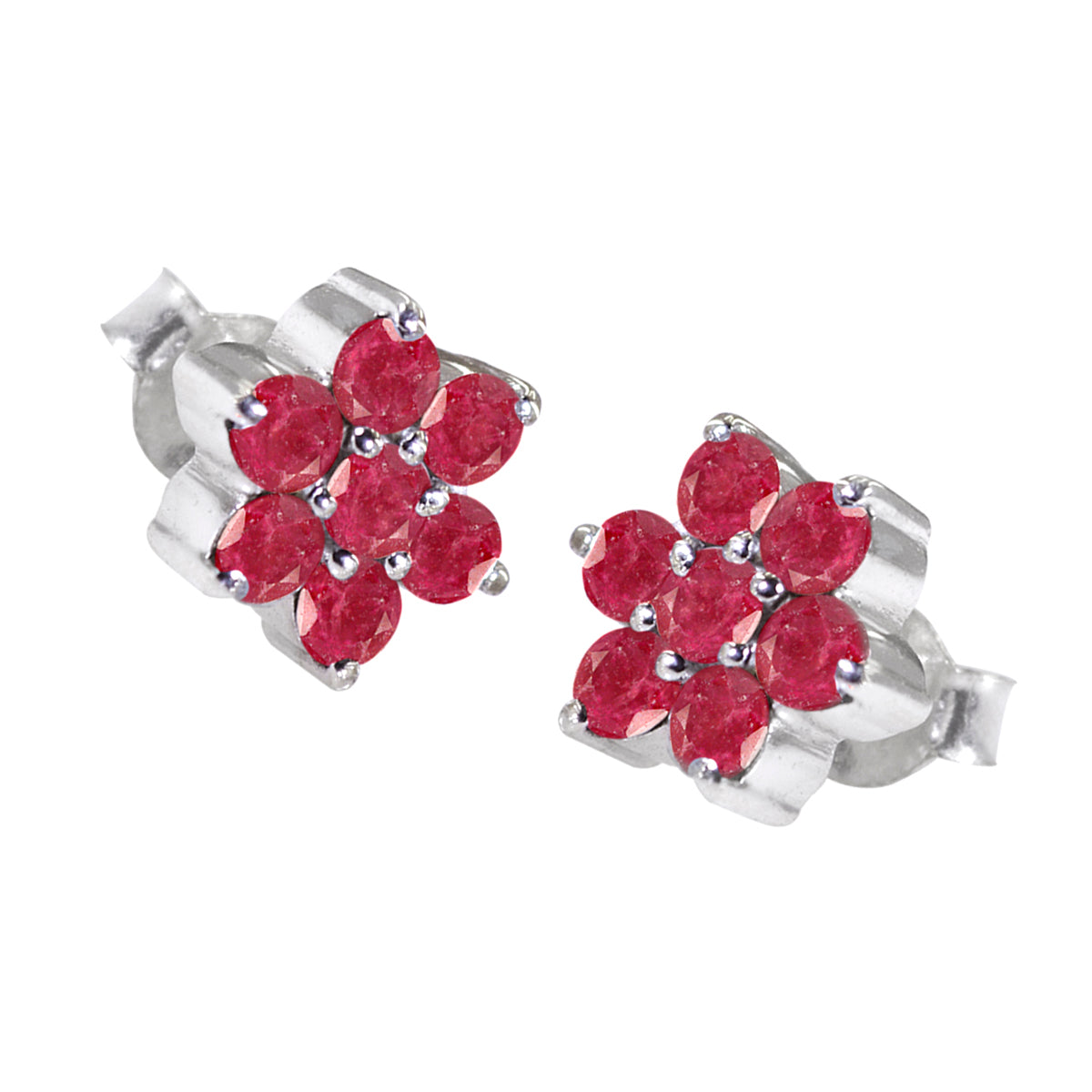 Riyo Lovely 925 Sterling Silver Earring For Femme Indian Ruby Earring Bezel Setting Red Earring Stud Earring