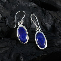 Riyo Verführerischer Sterlingsilber-Ohrring für Mädchen, indischer Saphir-Ohrring, blauer Ohrring mit Lünettenfassung, baumelnder Ohrring