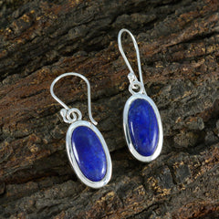 Riyo Alluring Sterling Silver Earring For Damsel Indian Sapphire Earring Bezel Setting Blue Earring Dangle Earring