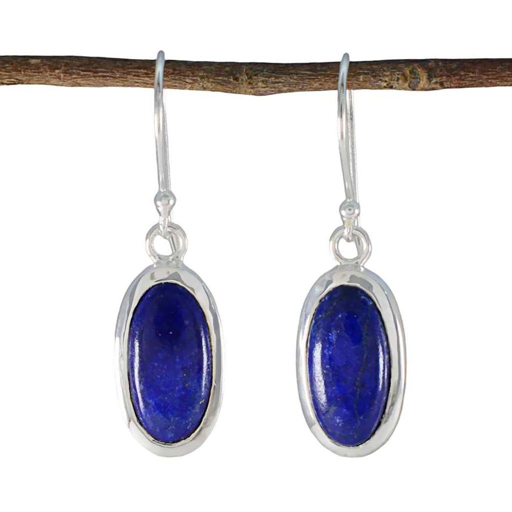 Riyo Alluring Sterling Silver Earring For Damsel Indian Sapphire Earring Bezel Setting Blue Earring Dangle Earring