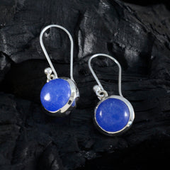 Riyo Exquisiter Sterlingsilber-Ohrring für Mädchen, indischer Saphir-Ohrring, Lünettenfassung, blauer Ohrring, baumelnder Ohrring