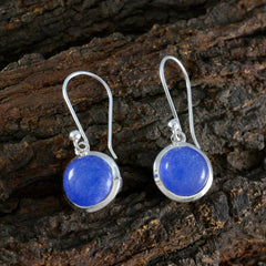 Riyo Exquisite Sterling Silver Earring For Damsel Indian Sapphire Earring Bezel Setting Blue Earring Dangle Earring