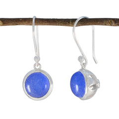Riyo Exquisite Sterling Silver Earring For Damsel Indian Sapphire Earring Bezel Setting Blue Earring Dangle Earring