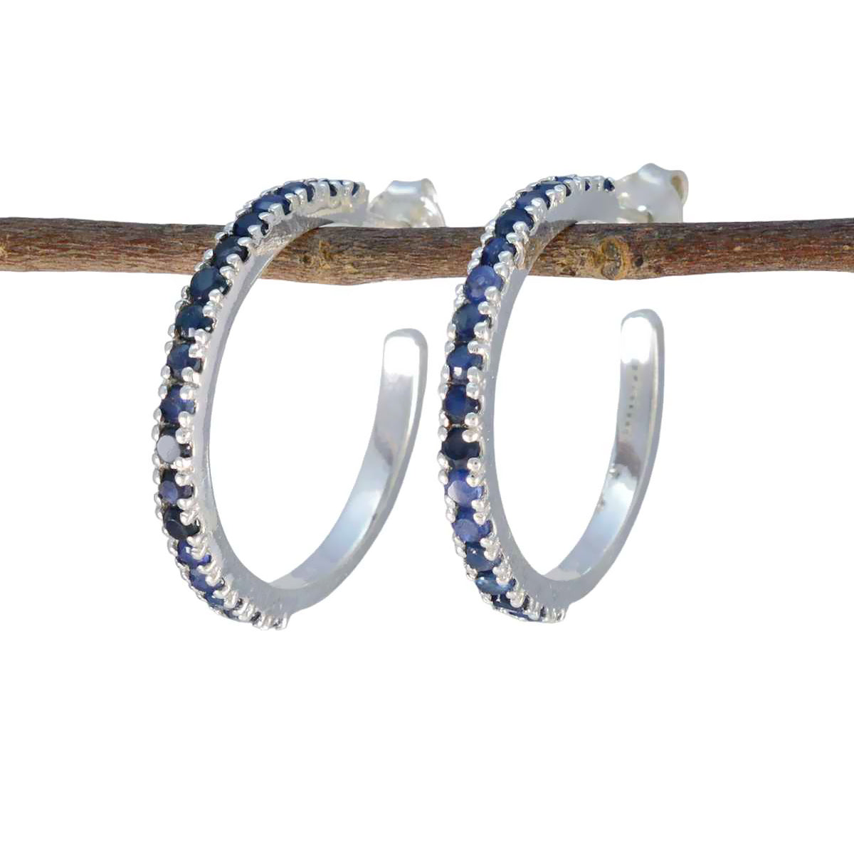 riyo adorabile orecchino in argento sterling 925 per le donne orecchino con zaffiro indiano con castone orecchino blu orecchino a vite prigioniera