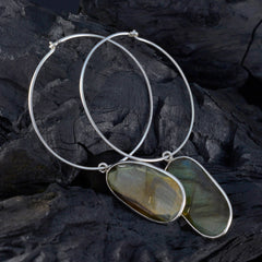 Riyo Arresting 925 Sterling Silber Ohrring für Frauen Labradorit Ohrring Lünette Fassung Multi-Ohrring baumelnder Ohrring