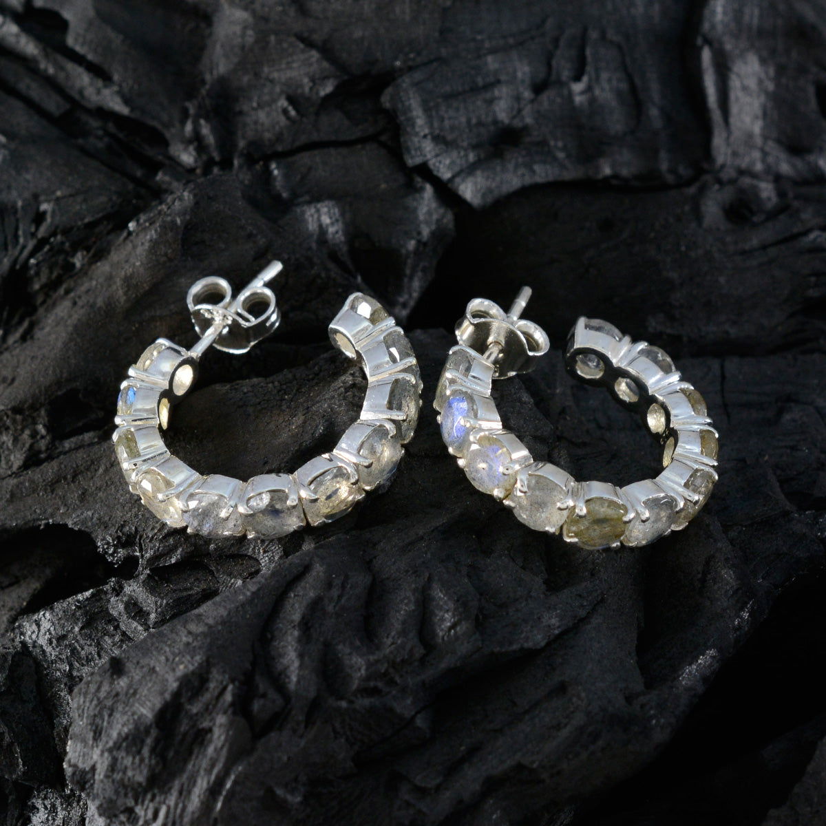 Riyo Comely Sterling Silver Earring For Demoiselle Labradorite Earring Bezel Setting Multi Earring Stud Earring