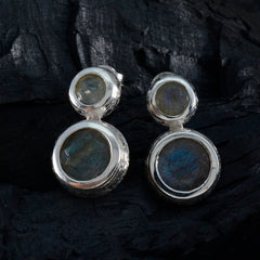 Riyo schön aussehender Sterling-Silber-Ohrring für Damen, Labradorit-Ohrring, Fassungsfassung, mehrere Ohrstecker