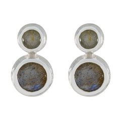 Riyo Nice-Looking Sterling Silver Earring For Femme Labradorite Earring Bezel Setting Multi Earring Stud Earring