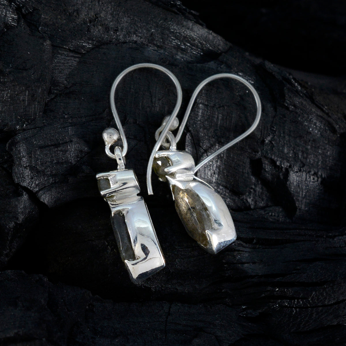 riyo orecchino in argento sterling visivamente per orecchino femminile con labradorite con castone multi orecchino pendente