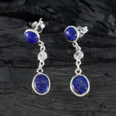 Riyo Comely Sterling Silver Earring For Lady Lapis Lazuli Earring Bezel Setting Blue Earring Stud Earring