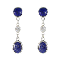 Riyo Charmante Sterling zilveren oorbel voor Lady Lapis Lazuli Oorbel Bezel Setting Blauwe oorbel Stud Oorbel