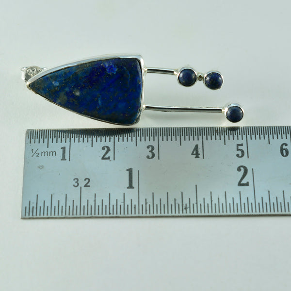Riyo Eleganter 925er Sterlingsilber-Ohrring für Damen, Lapislazuli-Ohrring, Lünettenfassung, blauer Ohrring, Ohrstecker