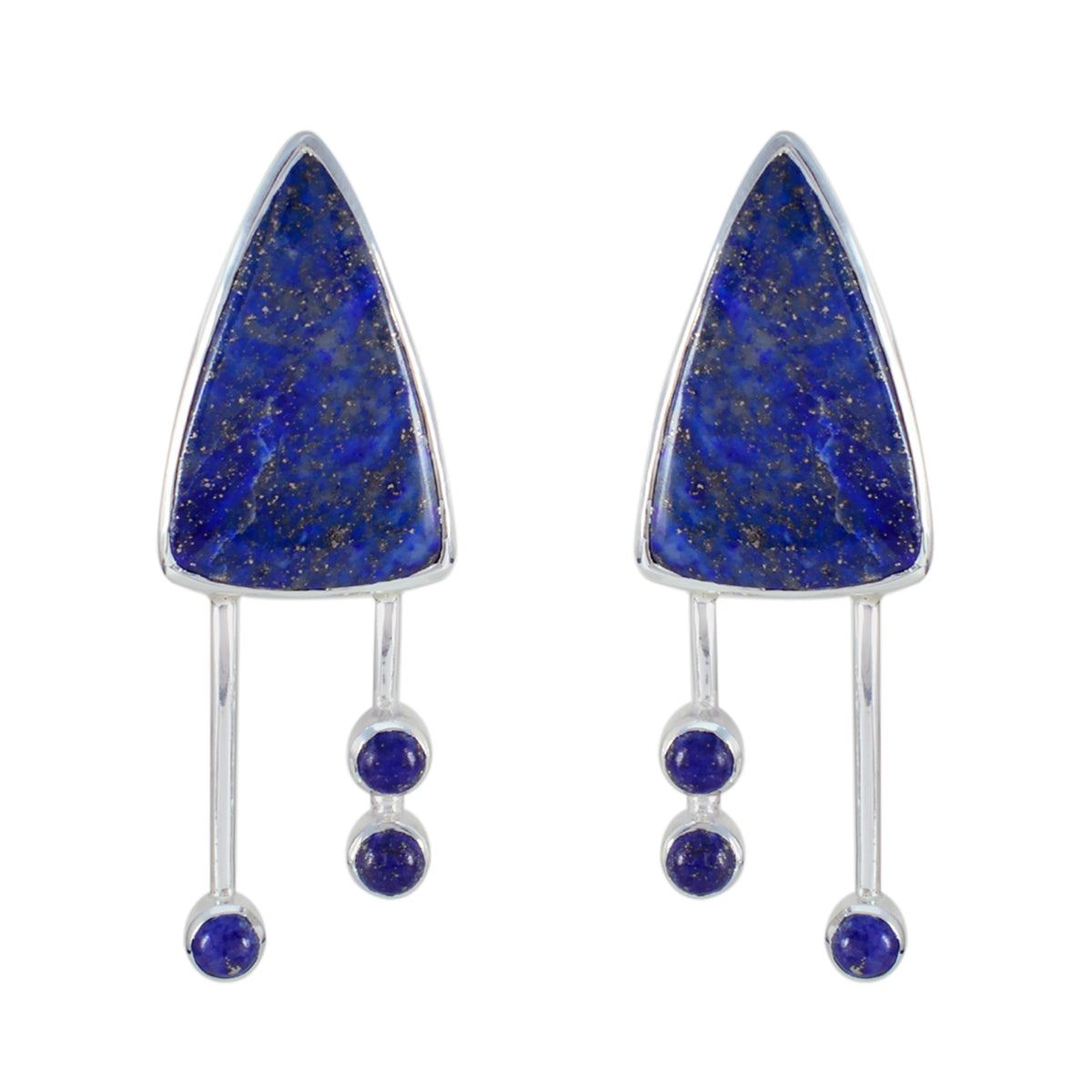 Riyo Elegant 925 Sterling Silver Earring For Lady Lapis Lazuli Earring Bezel Setting Blue Earring Stud Earring