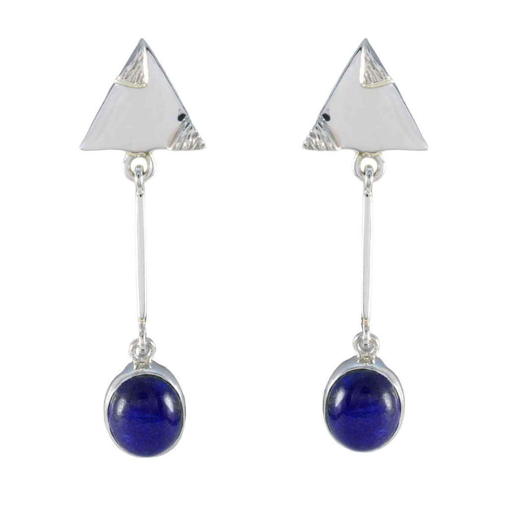 Riyo Exquisite Sterling Silver Earring For Sister Lapis Lazuli Earring Bezel Setting Blue Earring Stud Earring