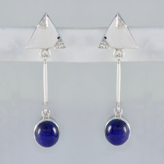 Riyo Exquisite Sterling Silver Earring For Sister Lapis Lazuli Earring Bezel Setting Blue Earring Stud Earring