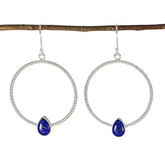 Riyo Betoverende Sterling Zilveren Oorbel Voor Demoiselle Lapis Lazuli Oorbel Bezel Setting Blauwe Oorbel Dangle Earring