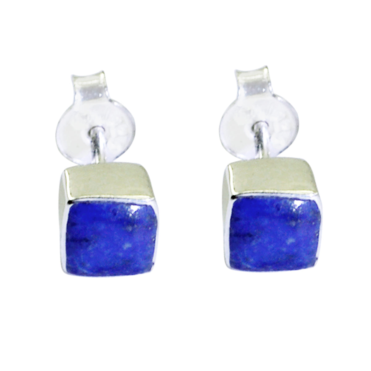 Riyo Good-Looking 925 Sterling Silver Earring For Lady Lapis Lazuli Earring Bezel Setting Blue Earring Stud Earring
