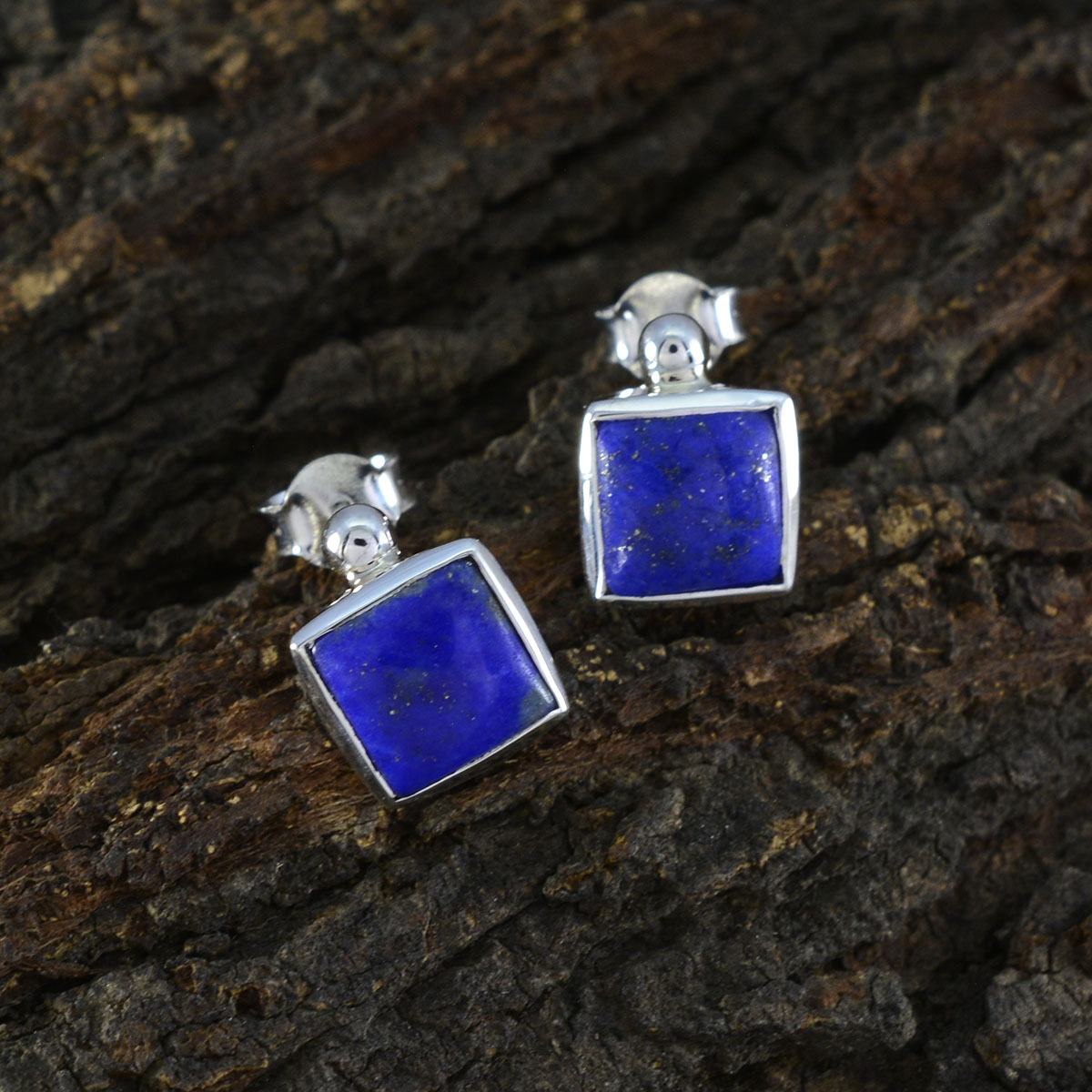 Восхитительные серебряные серьги riyo для женщин, серьги из лазурита, безель, синяя серьга-гвоздик