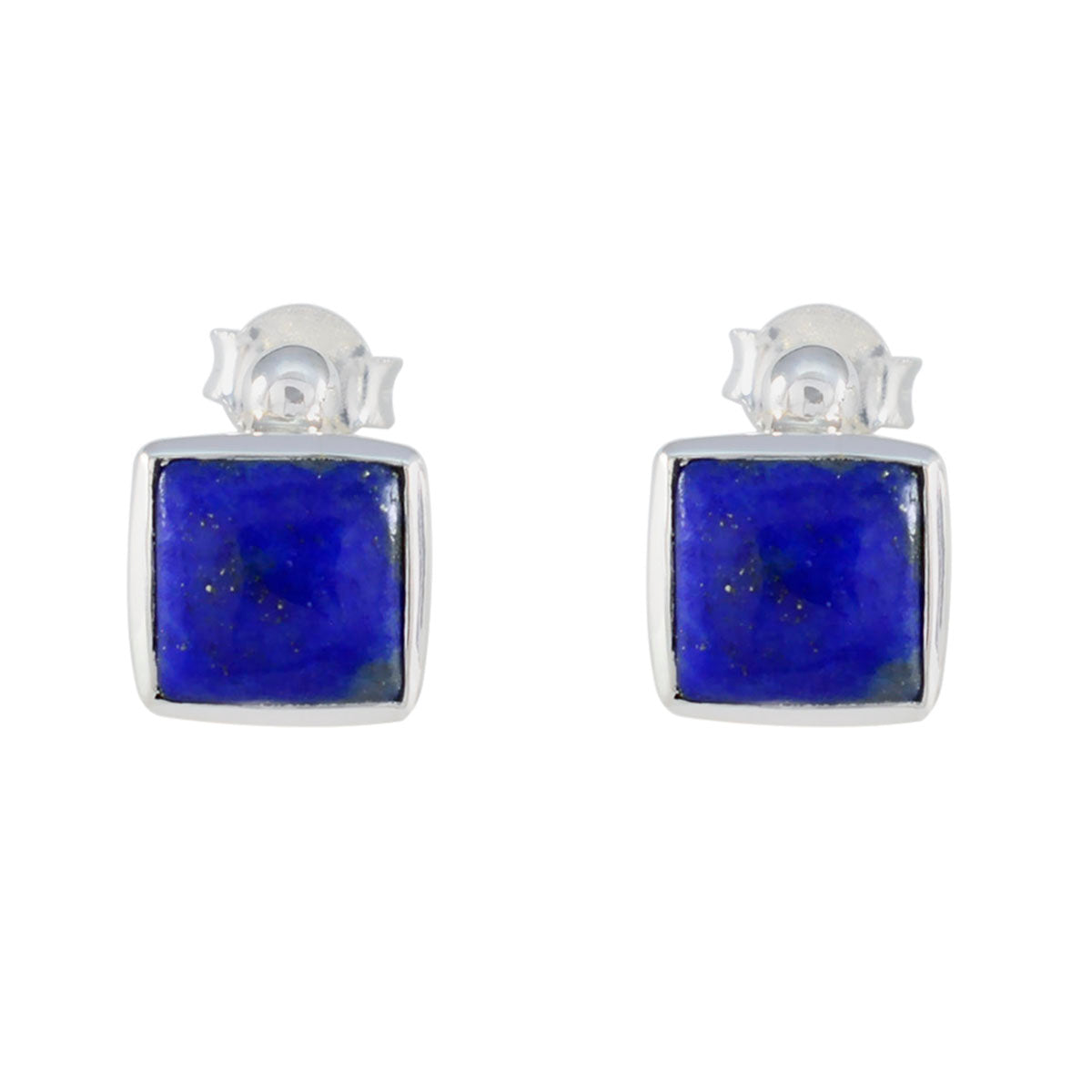 Riyo Delightful Sterling Silver Earring For Femme Lapis Lazuli Earring Bezel Setting Blue Earring Stud Earring