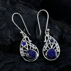 Riyo Bonny 925 Sterling Zilveren Oorbel Voor Zus Lapis Lazuli Oorbel Bezel Setting Blauwe Oorbel Dangle Earring