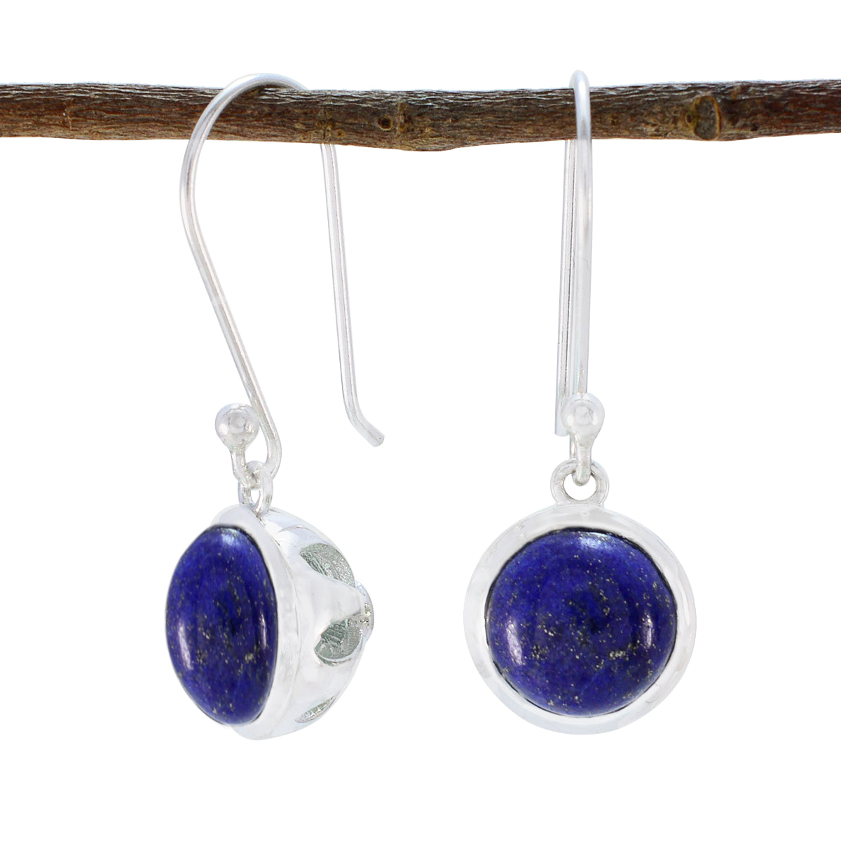 Riyo Artistieke Sterling Zilveren Oorbel Voor Vrouwelijke Lapis Lazuli Oorbel Bezel Setting Blauwe Oorbel Dangle Earring