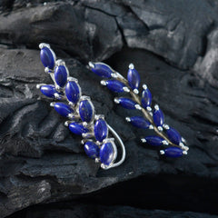 Riyo Prachtige 925 Sterling Zilveren Oorbel Voor Femme Lapis Lazuli Oorbel Bezel Instelling Blauwe Oorbel Oor Manchet Oorbel