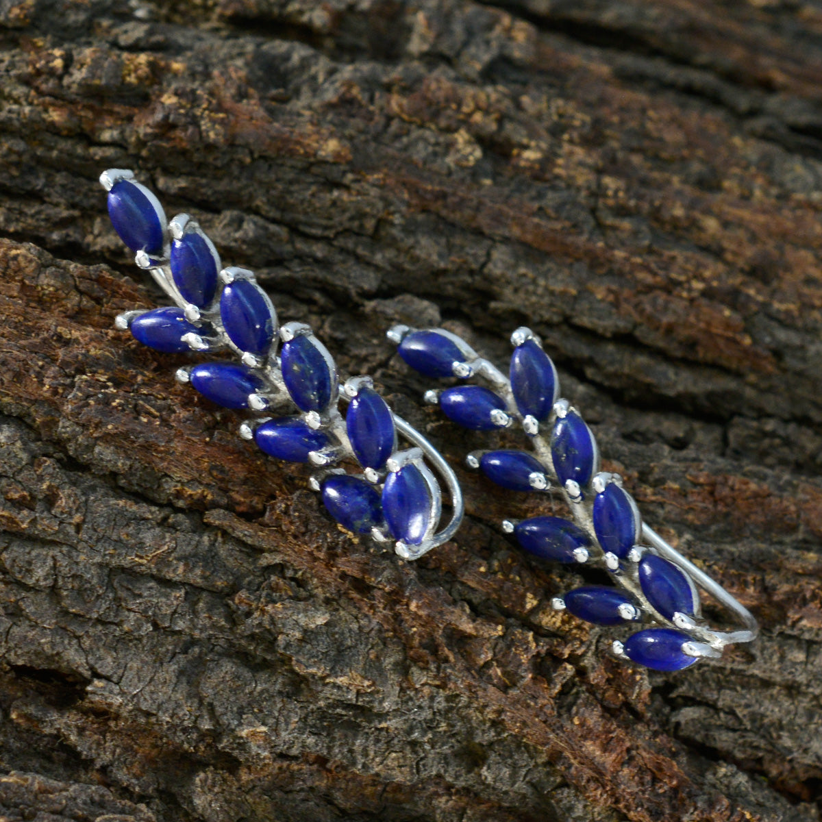 Riyo exquis 925 boucle d'oreille en argent sterling pour femme lapis lazuli boucle d'oreille réglage de la lunette boucle d'oreille bleue boucle d'oreille manchette