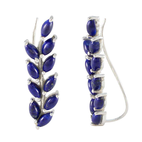 Riyo Exquisite 925 Sterling Silver Earring For Femme Lapis Lazuli Earring Bezel Setting Blue Earring Ear Cuff Earring