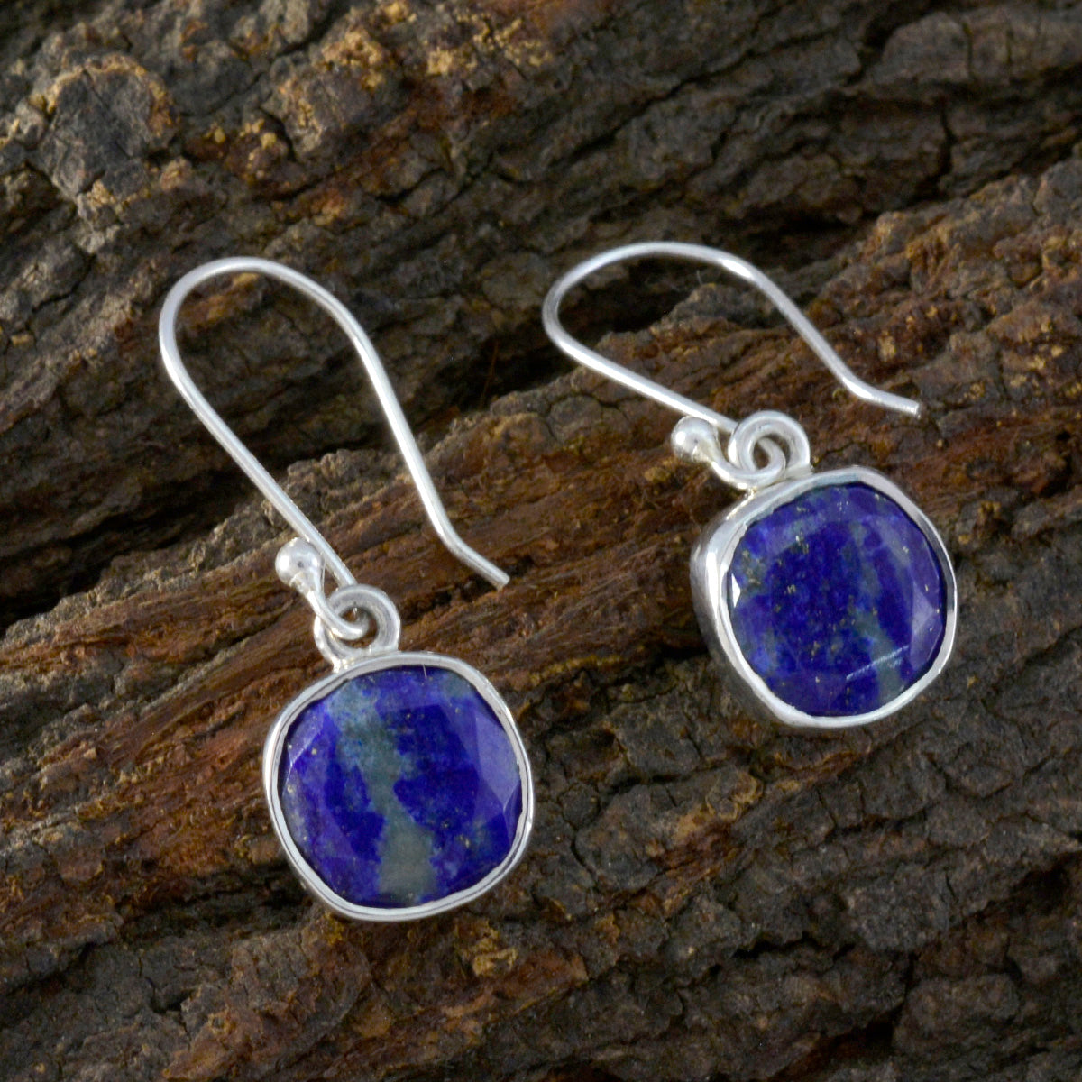 Riyo Appealing Sterling Silver Earring For Demoiselle Lapis Lazuli Earring Bezel Setting Blue Earring Dangle Earring