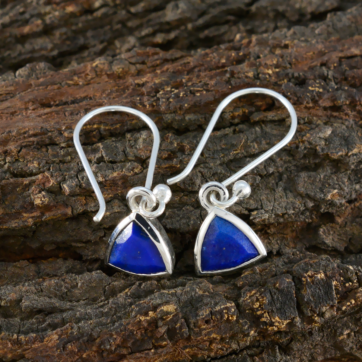 Riyo Boeiende 925 Sterling Zilveren Oorbel Voor Femme Lapis Lazuli Oorbel Bezel Instelling Blauwe Oorbel Dangle Earring