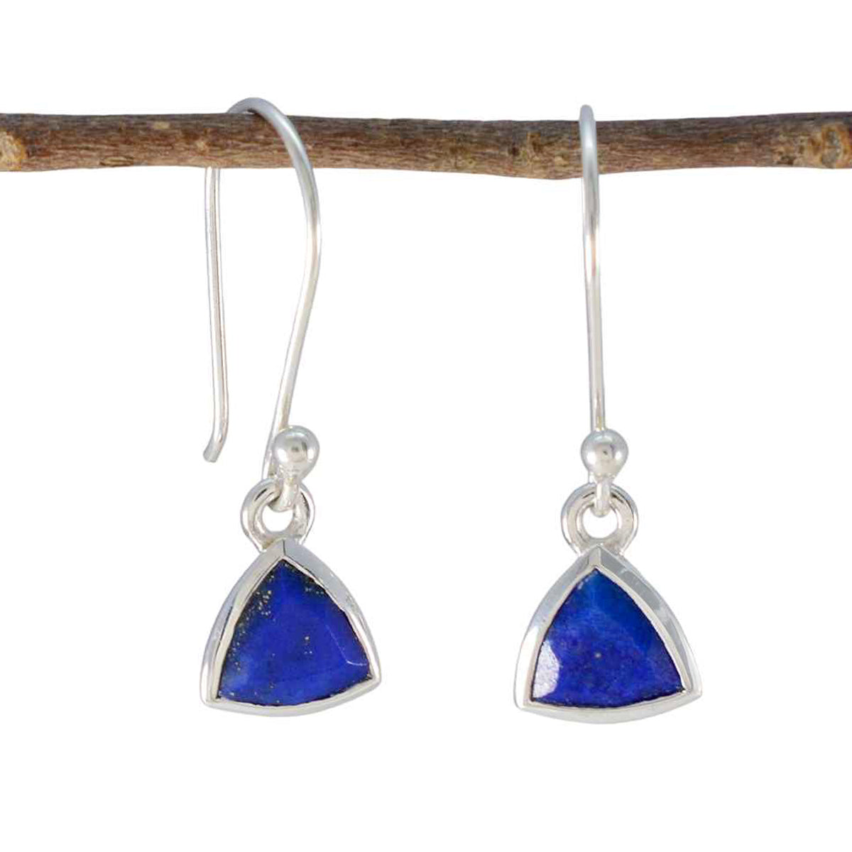 Riyo Boeiende 925 Sterling Zilveren Oorbel Voor Femme Lapis Lazuli Oorbel Bezel Instelling Blauwe Oorbel Dangle Earring