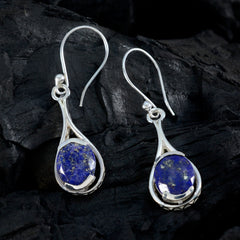 Riyo Glamorous Sterling Silver Earring For Demoiselle Lapis Lazuli Earring Bezel Setting Blue Earring Dangle Earring