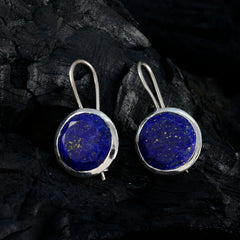 Riyo Bewitching 925 Sterling Silver Earring For Wife Lapis Lazuli Earring Bezel Setting Blue Earring Dangle Earring