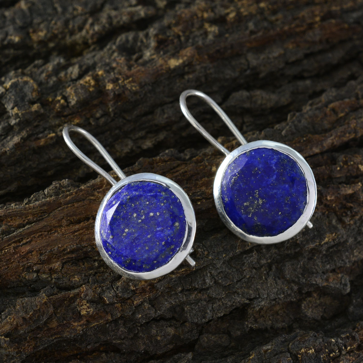 Riyo Betoverende 925 Sterling Zilveren Oorbel Voor Vrouw Lapis Lazuli Oorbel Bezel Setting Blauwe Oorbel Dangle Earring