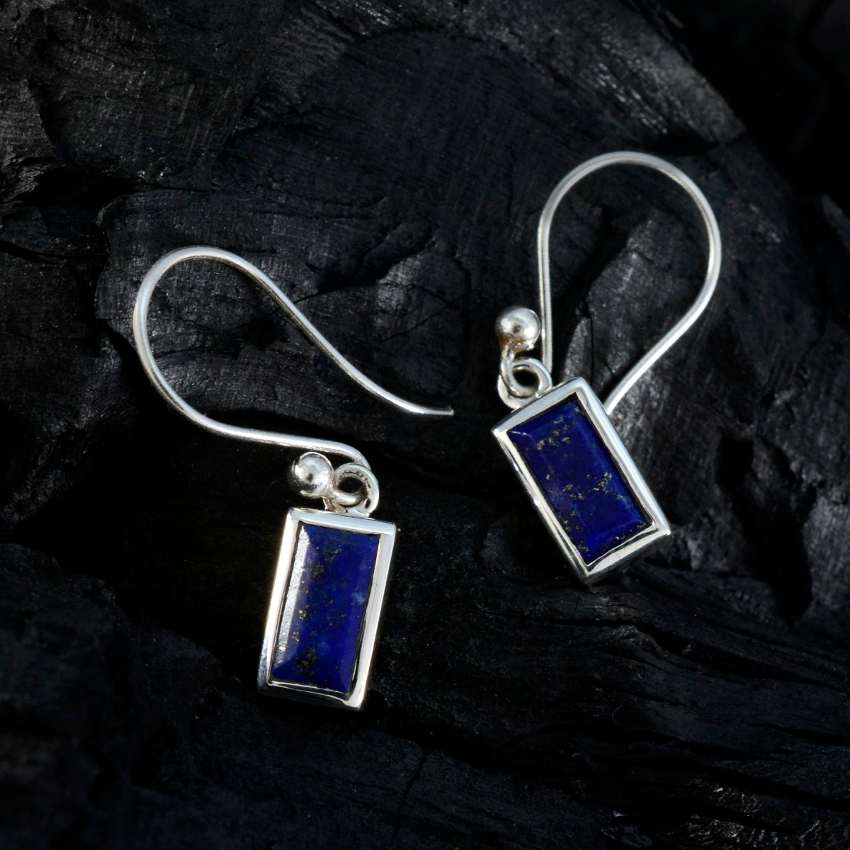 Riyo Prachtige Sterling zilveren oorbel voor vrouw Lapis Lazuli Oorbel Bezel Setting Blauwe oorbel Dangle Earring