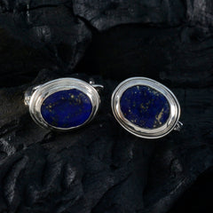 Riyo Ästhetischer Sterling Silber Ohrring für Demoiselle Lapislazuli Ohrring Lünette Fassung Blauer Ohrring Ohrstecker