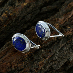 Riyo Ästhetischer Sterling Silber Ohrring für Demoiselle Lapislazuli Ohrring Lünette Fassung Blauer Ohrring Ohrstecker