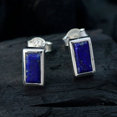 Riyo prépossédant 925 boucle d'oreille en argent sterling pour femmes lapis lazuli boucle d'oreille réglage de la lunette boucle d'oreille bleue boucle d'oreille