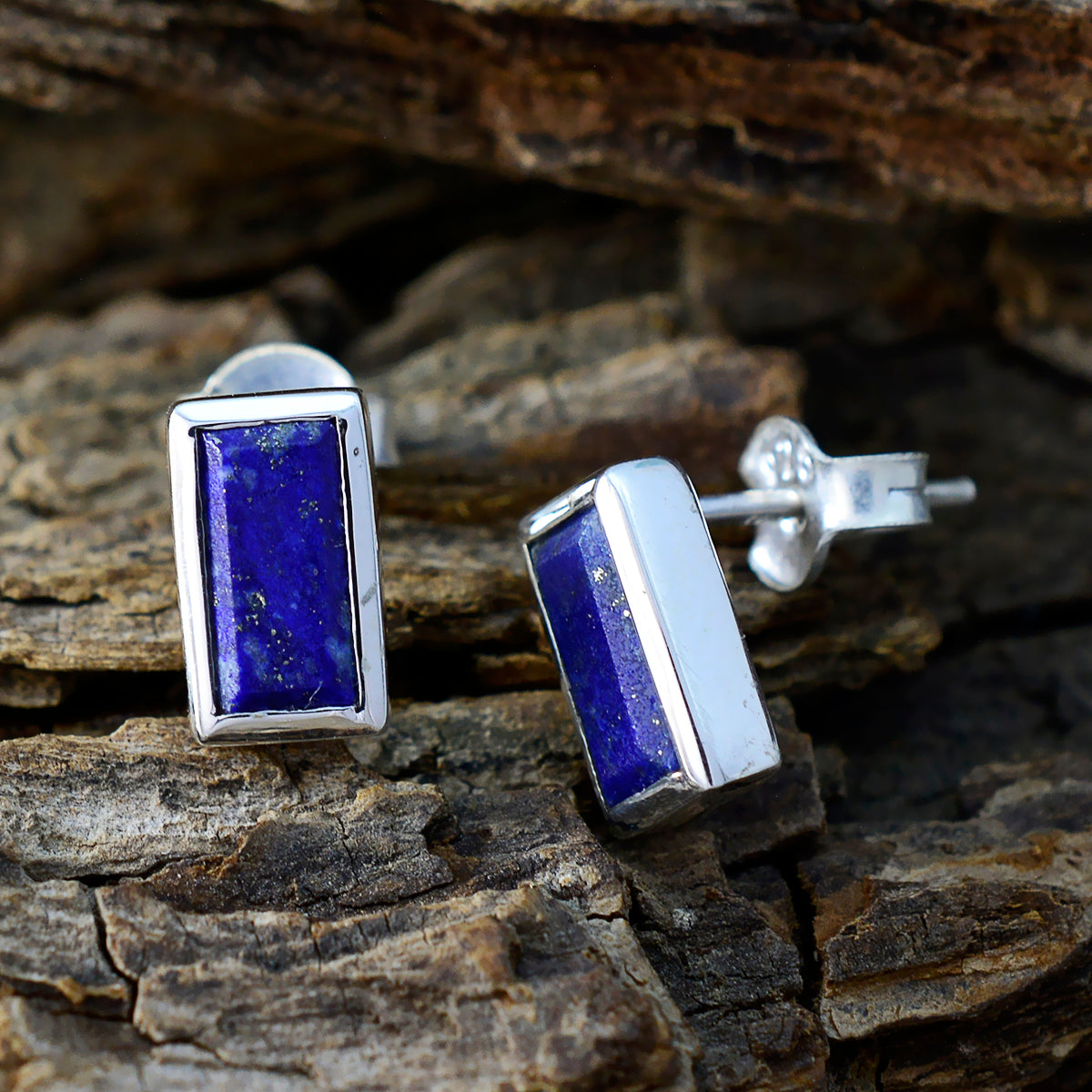 riyo prepossessing 925 sterling silver örhänge för kvinnor lapis lazuli örhänge infattning blå örhänge stift örhänge