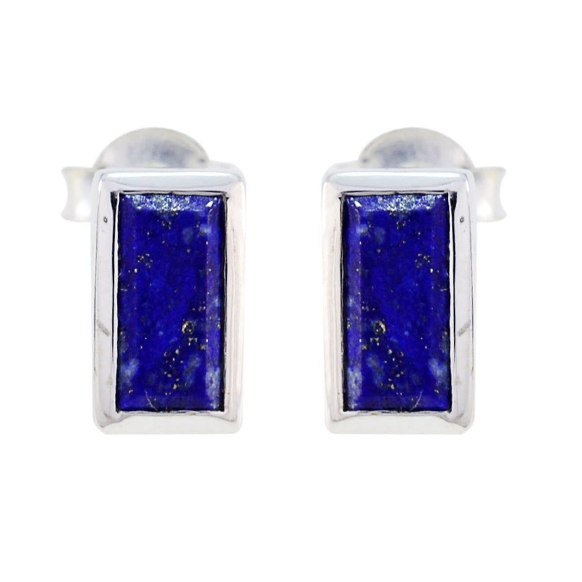 Riyo Beeindruckender 925er Sterlingsilber-Ohrring für Damen, Lapislazuli-Ohrring, Lünettenfassung, blauer Ohrring-Bolzenohrring