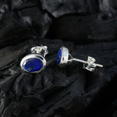 Riyo Bonny 925 Sterling Silber Ohrring für Frauen Lapislazuli Ohrring Lünette Fassung blau Ohrring Ohrstecker