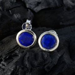 Riyo foxy 925 boucle d'oreille en argent sterling pour femme lapis lazuli boucle d'oreille réglage de la lunette boucle d'oreille bleue boucle d'oreille