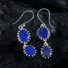 Riyo Easy On The Eye Sterling Silver Earring For Demoiselle Lapis Lazuli Earring Bezel Setting Blue Earring Dangle Earring